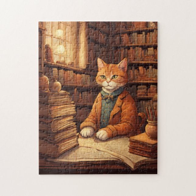 Quebra-cabeça gato da biblioteca #2 puzzle (Vertical)