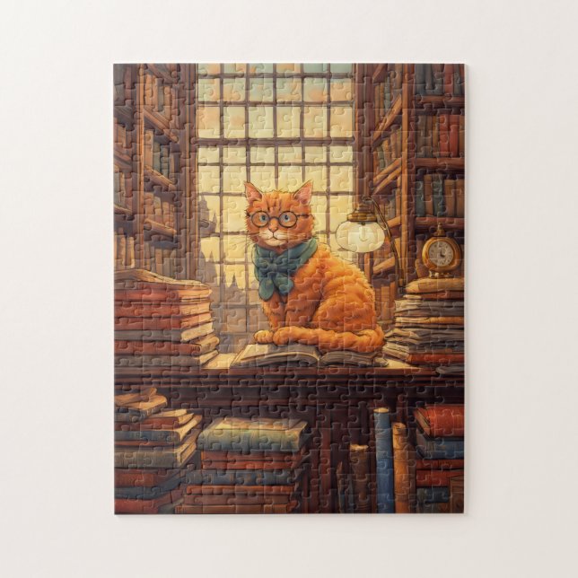 Quebra-cabeça gato da biblioteca #4 puzzle (Vertical)