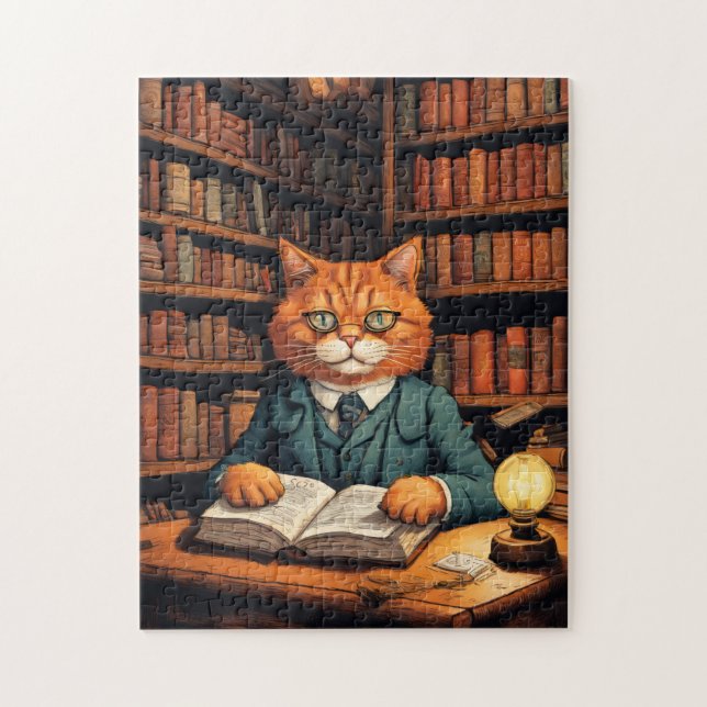 Quebra-cabeça gato da biblioteca #7 puzzle (Vertical)