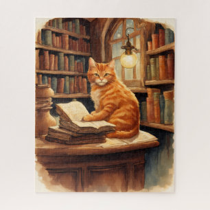 Quebra-cabeça gato da biblioteca enigma