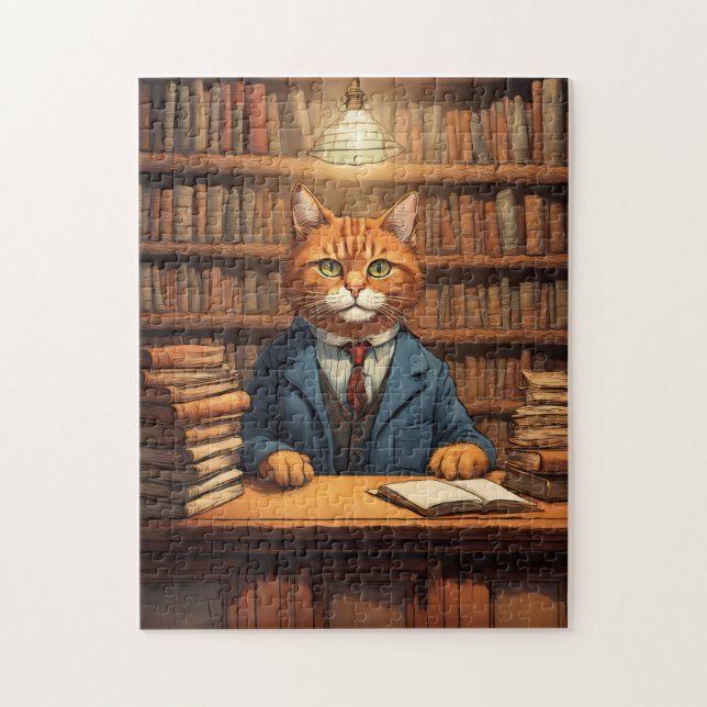 Quebra-cabeça gato da biblioteca enigma #20 (Vertical)
