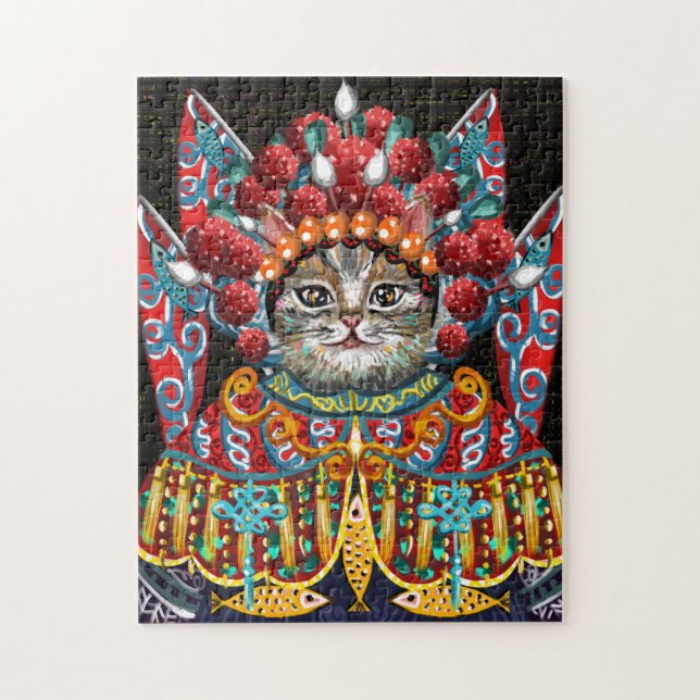 Quebra-cabeça Gato de Aquarela (Vertical)