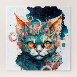 Quebra-cabeça Gato de aquarela no estilo steampunk