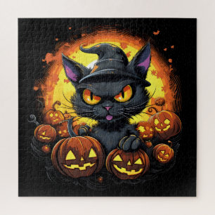 Quebra-cabeça Gato de Bruxa de Mestiçagem de Halloween