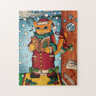 Quebra-cabeça Gato de Cantor Carol de Natal encantador e encanta