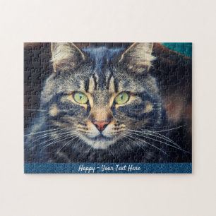 Quebra-cabeça Gato de cinza ou Adicionar seu presente de foto de