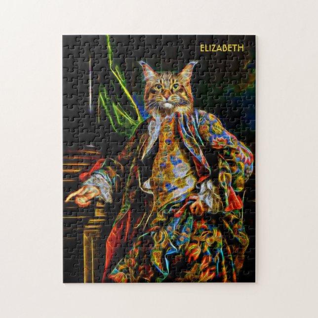 Quebra-cabeça Gato de fantasia Abstrato Colorida Psicodélica (Vertical)