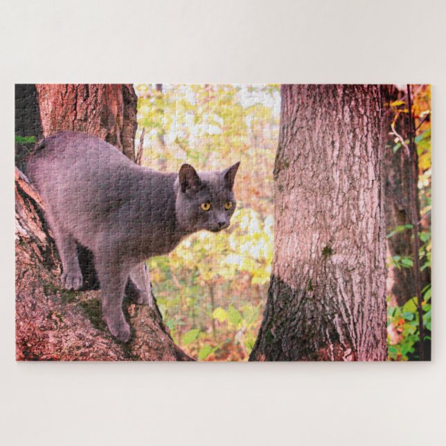Quebra-cabeça Gato de Gatinho de cinza projetado (Horizontal)