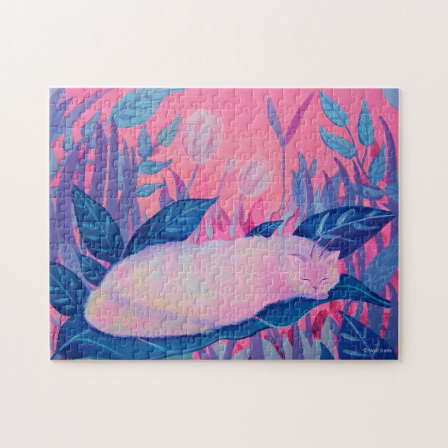 Quebra-cabeça Gato-de-lata-rosa-púrpura-azul Fantasia (Horizontal)