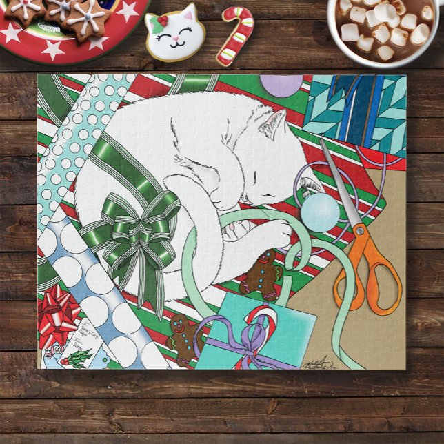 Quebra-cabeça Gato de Natal Branco (Criador carregado)
