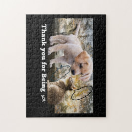 Quebra-cabeça Gato e cão com obrigado de texto