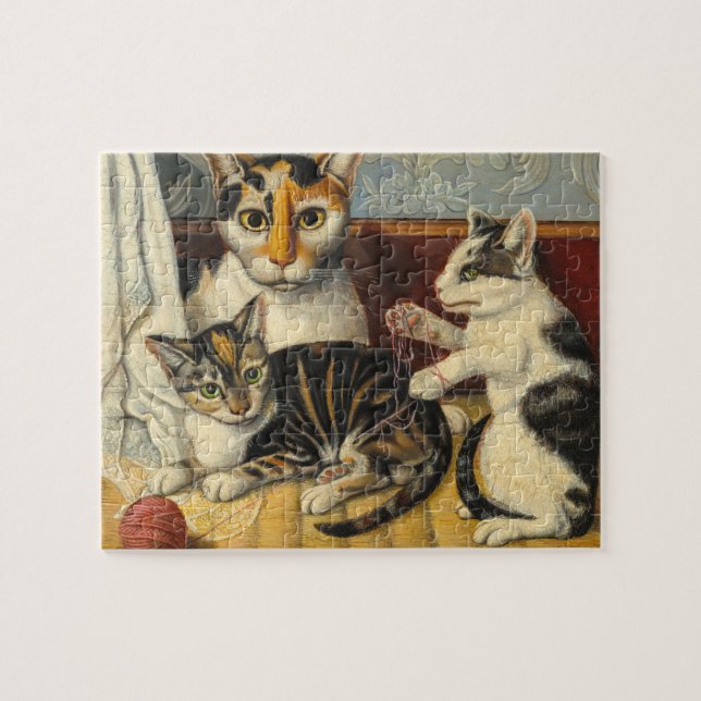Quebra-cabeça Gato e Gatinhos Americanos do Século 19 (Horizontal)