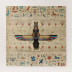 Quebra-cabeça Gato Egípcio - Bastet no papiro