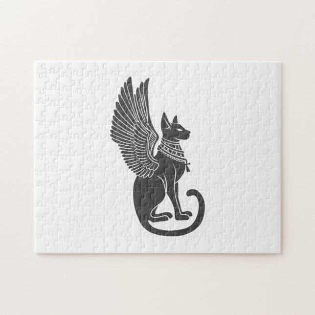 Quebra-cabeça Gato egípcio com asas - Escolha a cor de trás (Horizontal)
