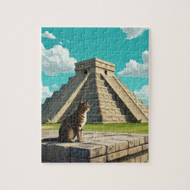 Quebra-cabeça Gato em Chichen Itza Viagem do México (Vertical)
