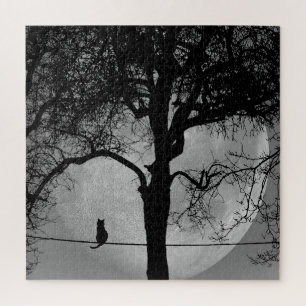 Quebra-cabeça Gato em uma lua cheia de fio