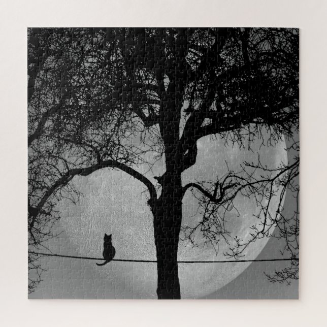 Quebra-cabeça Gato em uma lua cheia de fio (Vertical)