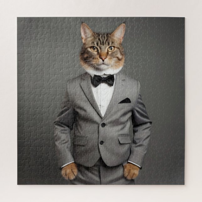 Quebra-cabeça Gato engraçado de terno (Vertical)