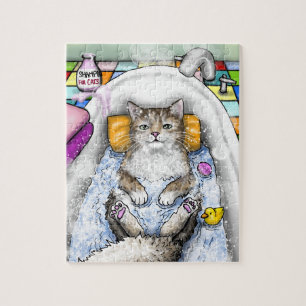 Quebra-cabeça Gato Engraçado em Bath Cat 761 Arte de Banheiro