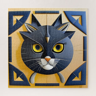 Quebra-cabeça Gato Estilizado Geométrico Abstrato
