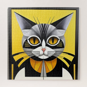 Quebra-cabeça Gato Estilizado Geométrico Abstrato