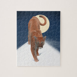 Quebra-cabeça Gato Grande Na Neve De Inverno - Leão De Montanha