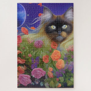 Quebra-cabeça Gato Himalaia nas Flores