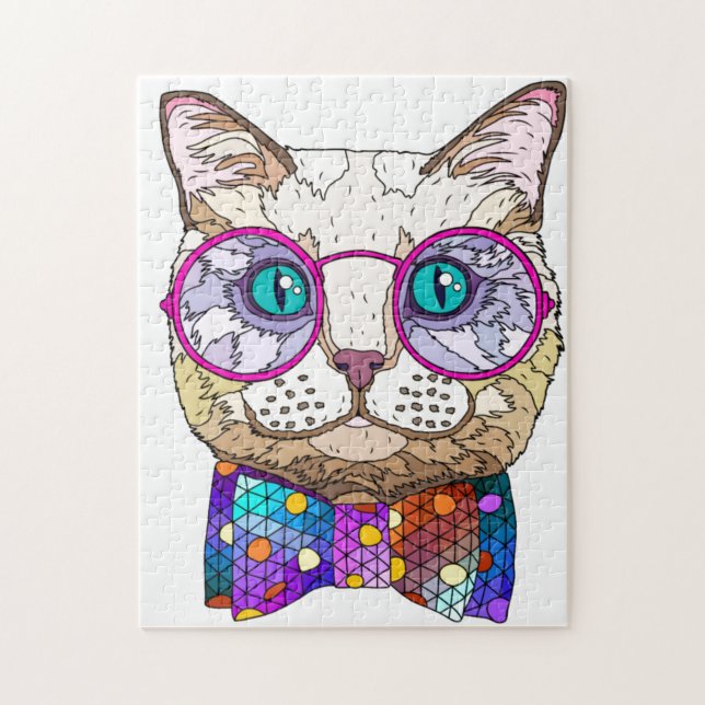 Quebra-cabeça Gato hipster, Gato Pintado Gato Gelado (Vertical)