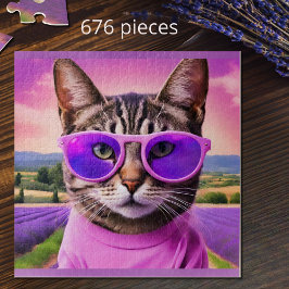 Quebra-cabeça Gato jazzístico - - campo de lavanda
