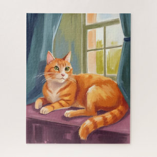 Quebra-cabeça Gato Laranja Tabby Aquarela Pet