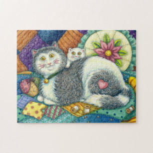 QUEBRA-CABEÇA GATO-MÃE E COZINHO, QUILÔMETROS DE TRABALHO, PIN