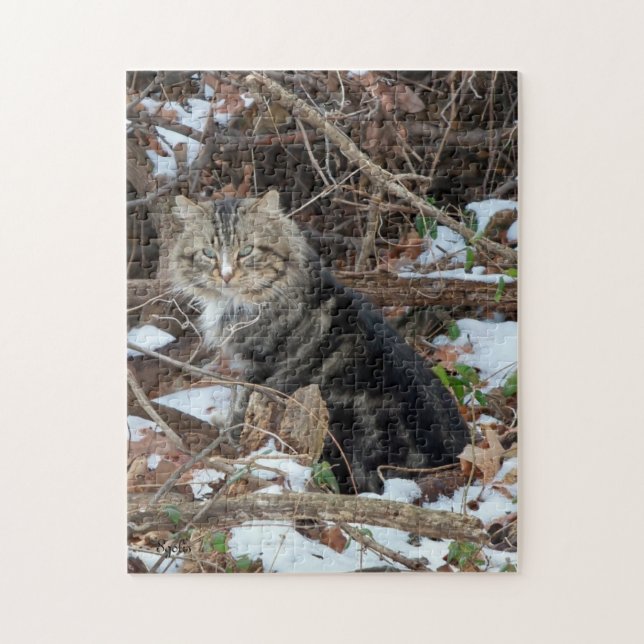 Quebra-cabeça Gato Maine Coon na Floresta Jigsaw Puzzle (Vertical)
