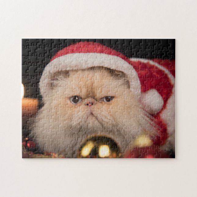 Quebra-cabeça Gato Mal-Humorado Papai Noel (Horizontal)