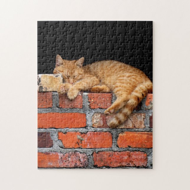 Quebra-cabeça Gato na Parede Brick (Vertical)