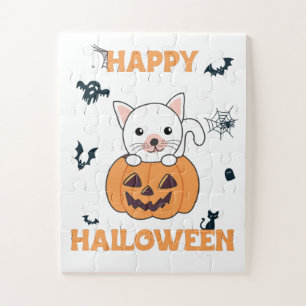 Quebra-cabeça Gato Na Pumpkin Gatos Doce Feliz Halloween Jigsee