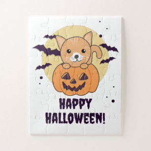 Quebra-cabeça Gato Na Pumpkin Gatos Doce Feliz Halloween Jigsee