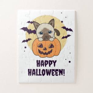 Quebra-cabeça Gato Na Pumpkin Gatos Doce Feliz Halloween Jigsee