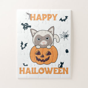 Quebra-cabeça Gato Na Pumpkin Gatos Doce Feliz Halloween Jigsee
