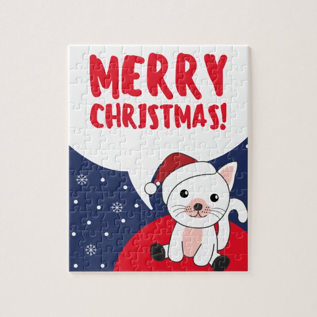 Quebra-cabeça Gato Natal Neve Animais de inverno Gatos Puzz (Vertical)