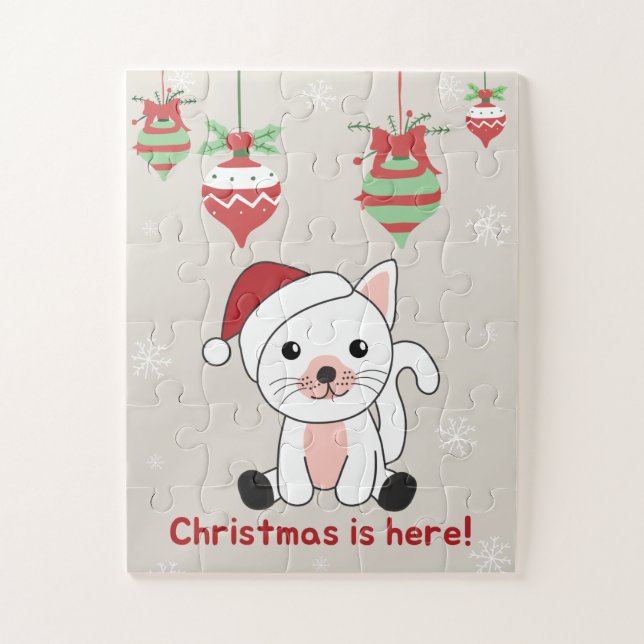 Quebra-cabeça Gato Natal Neve Animais de inverno Gatos Puzz (Vertical)