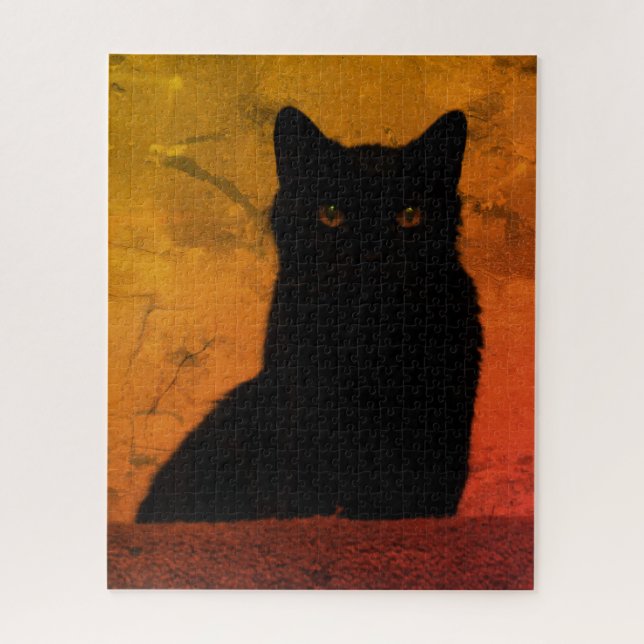 Quebra-cabeça Gato Negro Artístico (Vertical)