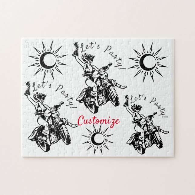 Quebra-cabeça Gato Negro Biker Babe Thunder_Cove (Horizontal)