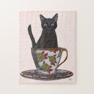 Quebra-cabeça Gato Negro em Teacup