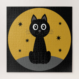 Quebra-cabeça Gato negro sentado viendo las estrellas