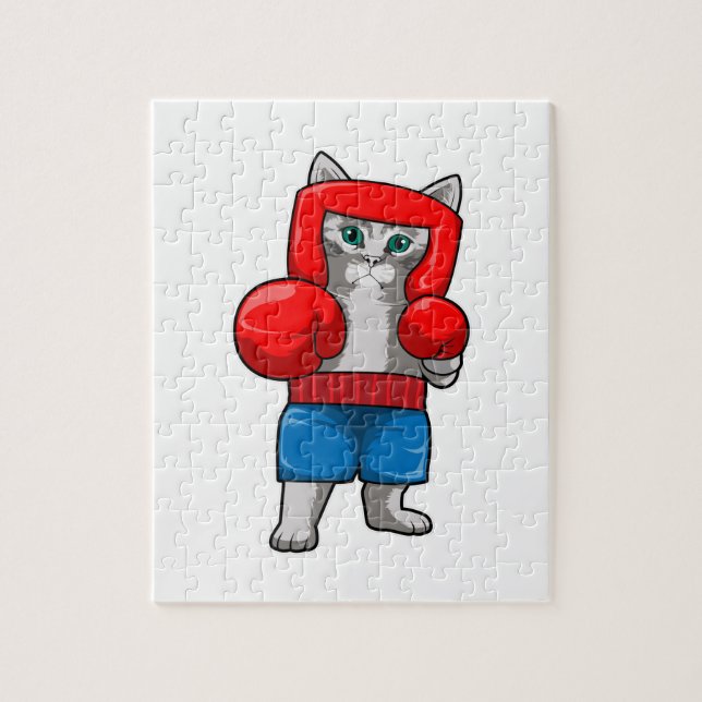 Quebra-cabeça Gato no Boxing com luvas in a box (Vertical)