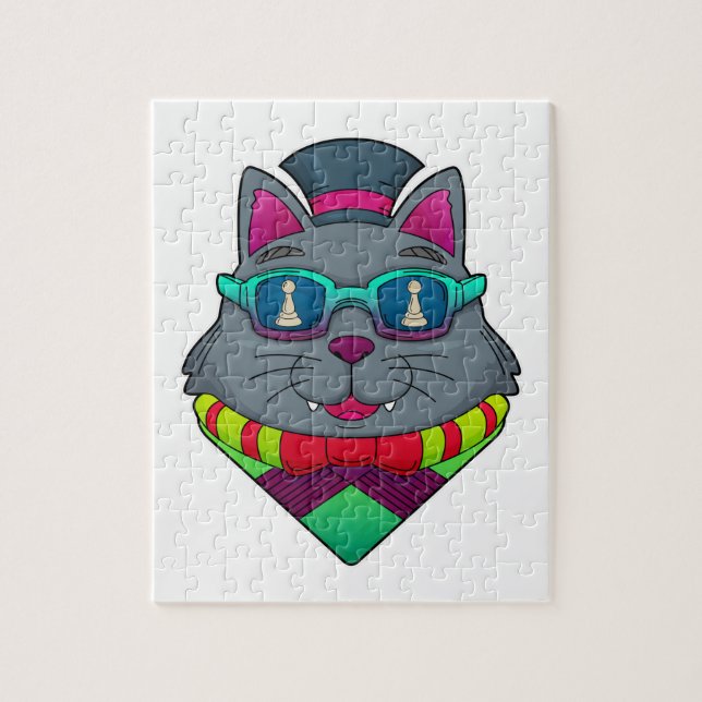 Quebra-cabeça Gato no Xadrez com Peão de Xadrez (Vertical)