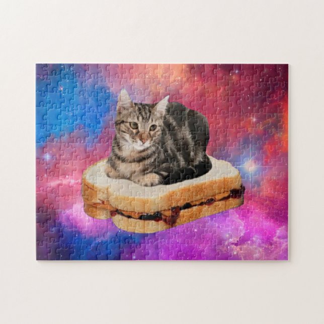 Quebra-cabeça Gato num pão voando no espaço (Horizontal)