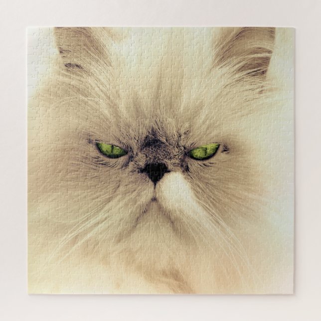 Quebra-cabeça Gato Persa Branco Verde (Vertical)