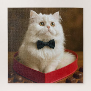 Quebra-cabeça Gato Persa na Caixa de Doces do Dia dos Namorados
