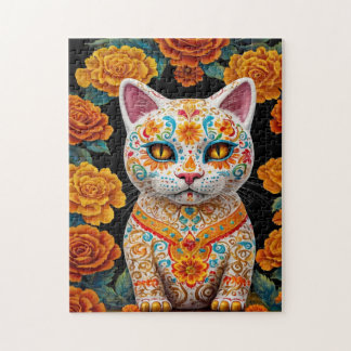Quebra-cabeça Gato Pintado com Flores